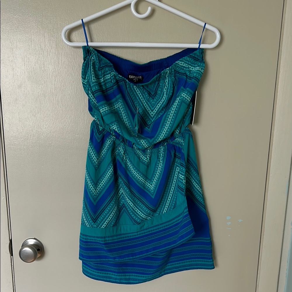 Express blue and Green Chevron Dress